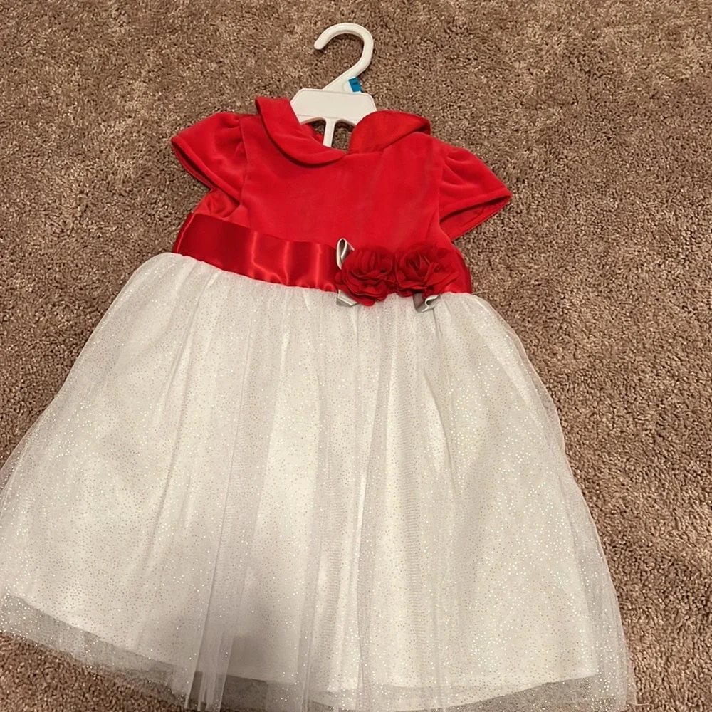 Little Me Red and White Dress Girls Size 24 Months - Beautiful NEW NWT
